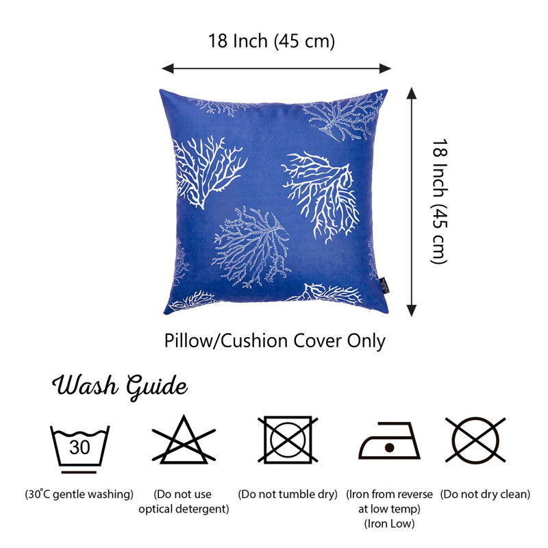 Blue and White Coastal Reef Polyester Pillow Covers Set of 4