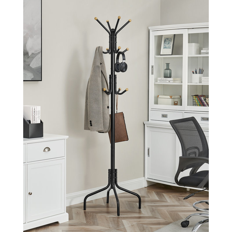 Mahajan Steel Freestanding 12 - Hook Coat Rack, Black
