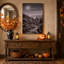 Tableau sur toile d'Halloween représentant une tour côtière au clair de lune et des cyprès-36831265
