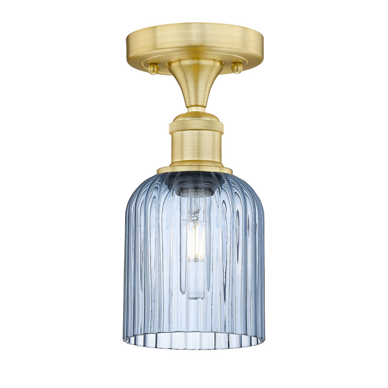 Edison - Adriena - 1 Light 5" Semi-Flush Mount, Satin Gold, Blue