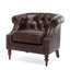 Chaise d'appoint classique, revêtement en similicuir brun, capitonnage à boutons, fauteuil confortable, fauteuil avec cadre en cuir, élégance, assise,