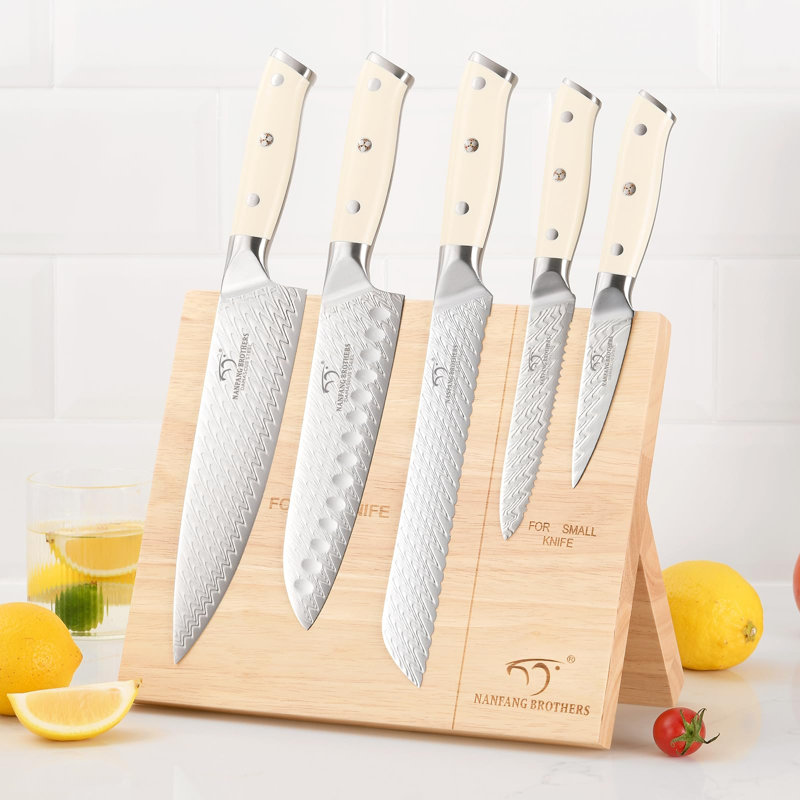 6-Piece Damascus VG10 Knife Set w/Magnetic Block