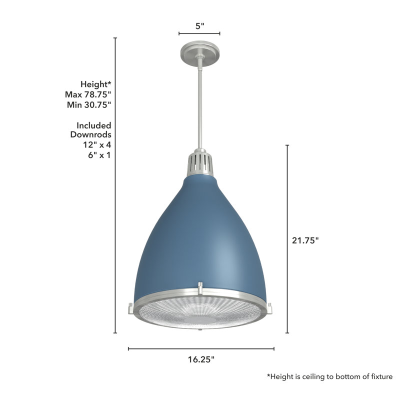 Bluff View 16" Indigo Blue Glass LED Pendant Light