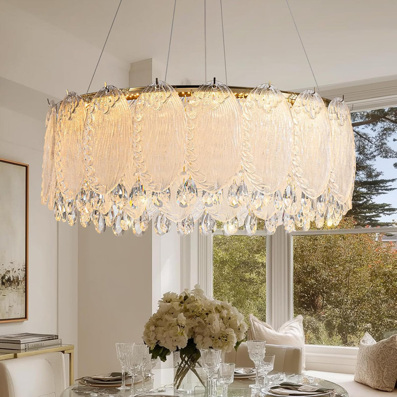 23.5" Crystal Round Chandelier Gold