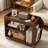 3-Tier Walnut Rolling Side Table, 220 lbs Load Capacity Mobile Storage Cart ,Lockable Wheels + Guardrail for Living Room & Bedroom
