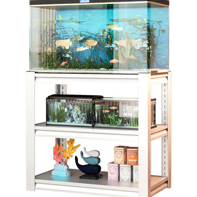 Support métallique pour aquarium de 40 à 50 gallons, 3 tablettes réglables, 87 cm (L) x 47 cm (l) x 81 cm (H), stable, revêtement en poudre, patins anti-rayures, vidéo de montage disponible. Aquarium : 80 cm x 46 cm x 86 cm.