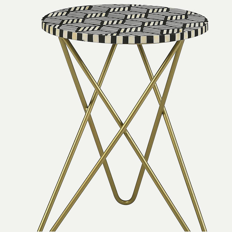 Table d'appoint noire, blanche et dorée