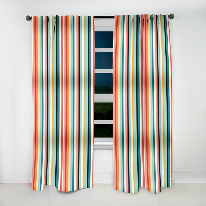 Midcentury Stripes Revived I - Mid-Century Velvet Curtain - Room Darkening - 1 Panel, 52" W x 84" L