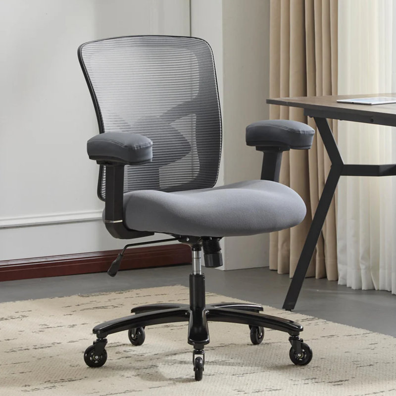 Heavy-Duty Ergonomic Mesh Office Chair with Adjustable Lumbar Support & Armrests, Gray