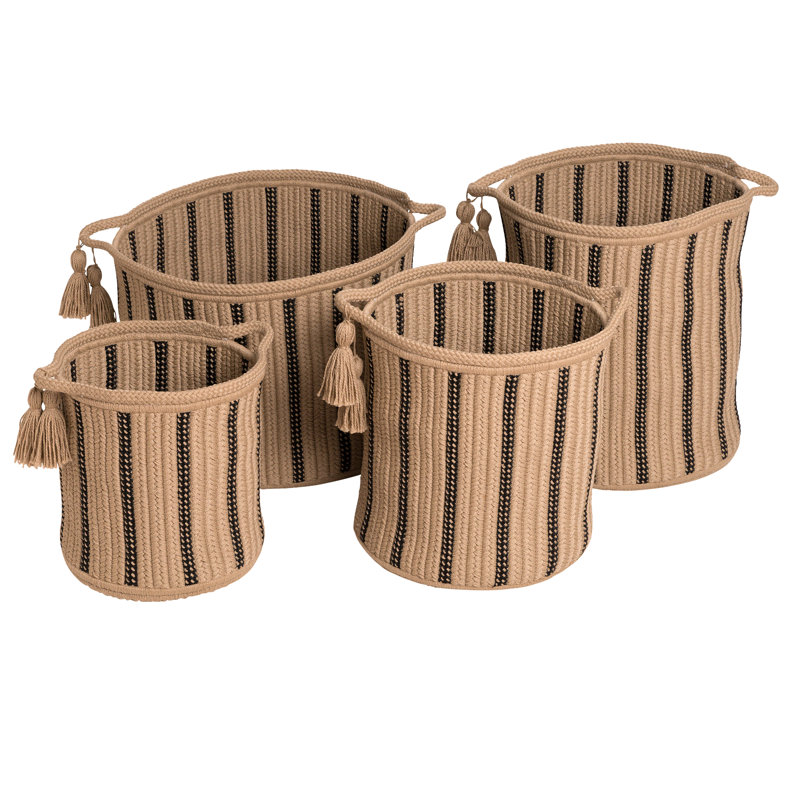 Panier en tissu dublin, Taupe / Noir, H 20 po x l 20 po x P 14 po