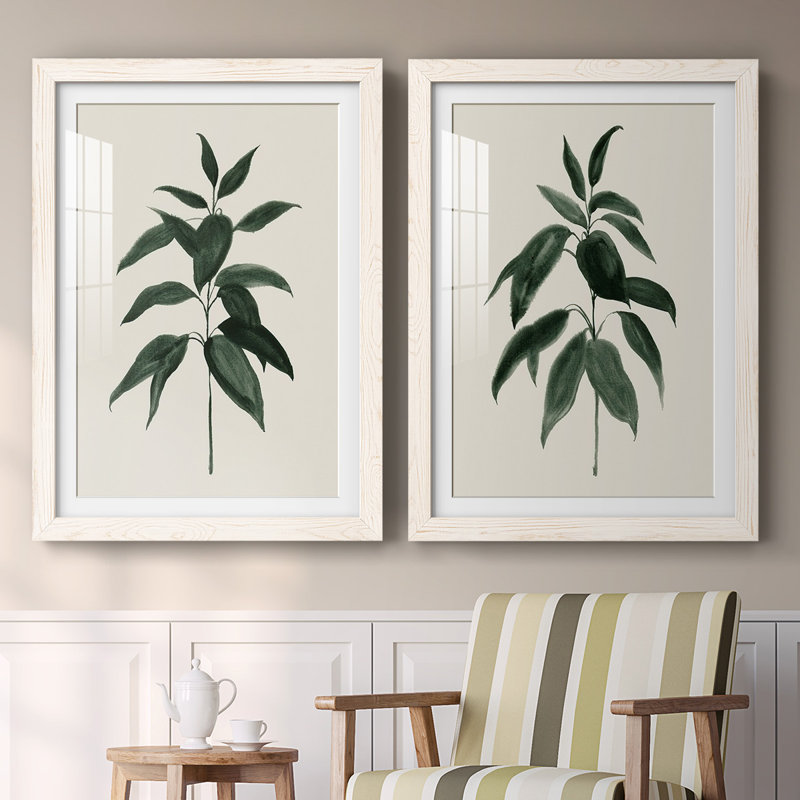 «Soft Greenery I-Premium», reproduction encadrée prête à être accrochée, Blanc, H 31,5 po x l 88 po x P 1,5 po