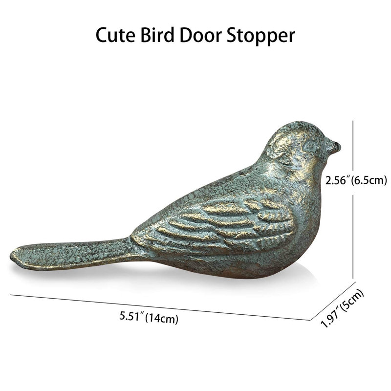 Butoir de porte oiseau en fonte rétro vintage (doré-vert antique)