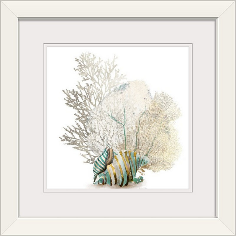 «Deep Coral II» par Aimee Wilson - reproduction d'art, H 20" x l 20" x P 1", Cadre blanc