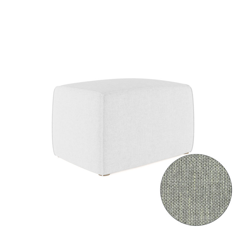Varick Upholstered Ottoman, Pebble Weave Linen Haze, Weathered