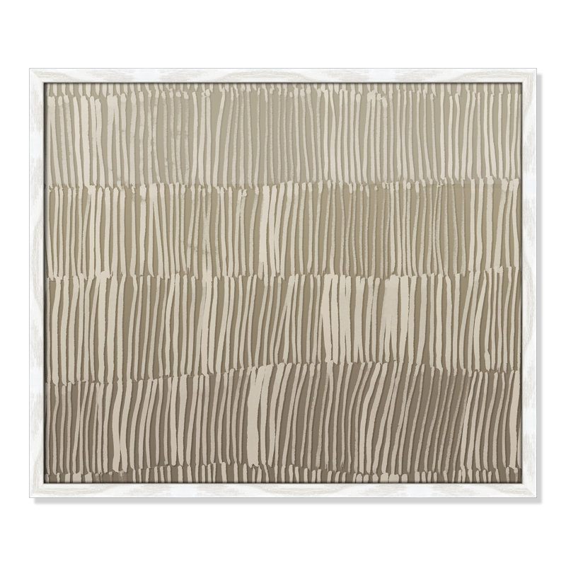 Linear Calm II - Version paysage par , L 25,5 po x H 21,5 po, Grain de bois blanc, Impression encadrée