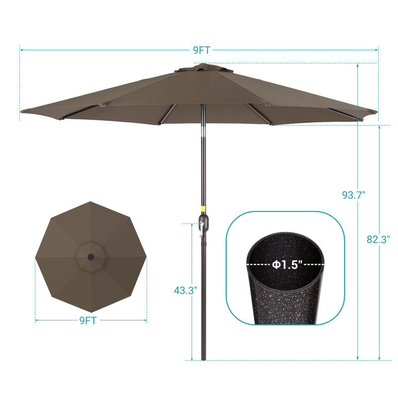Parasol de terrasse 9 pi, Taupe