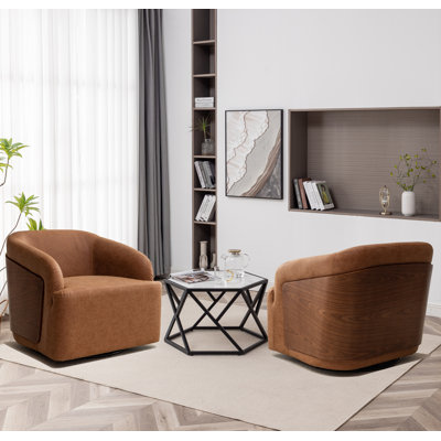 Andretta Vegan Leather Swivel Barrel Chair（Set of 2）