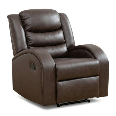 Brown Breathable Faux Leather Manual Recliner Chair - Ergonomic Overstuffed Back Support, Multi-Position Reclining Sofa For Living Room, Bedroom, Home Theater