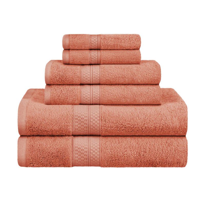 BNM 6 Piece Rayon from Bamboo Towel Set, Salmon