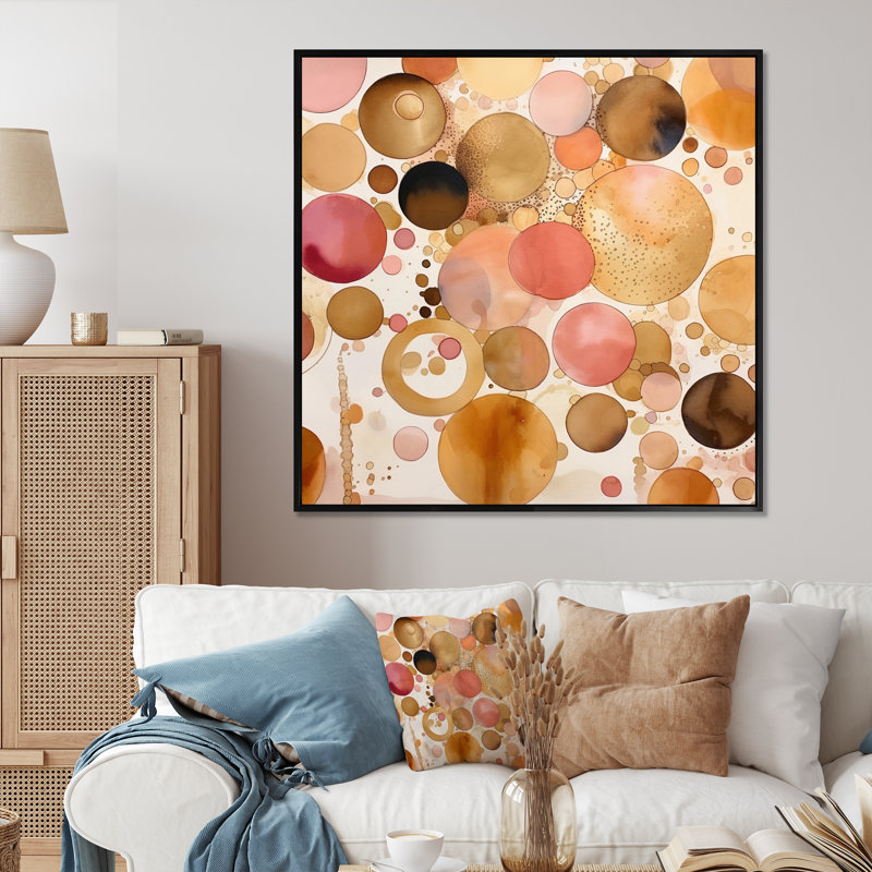 Impression sur toile géométrique moderne, «Afprès Dreams Boho Chic», H 24 po x l 24 po, Cadre flottant noir
