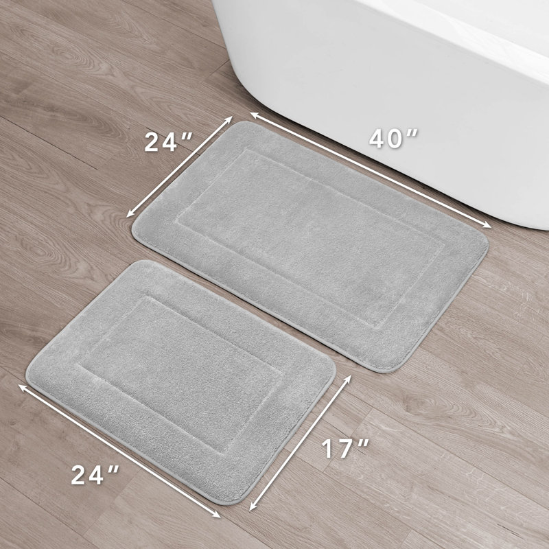 Inglestone Common Non-Slip Bath Rug, Gray, 17" x 24"  / 24"  x 40" 