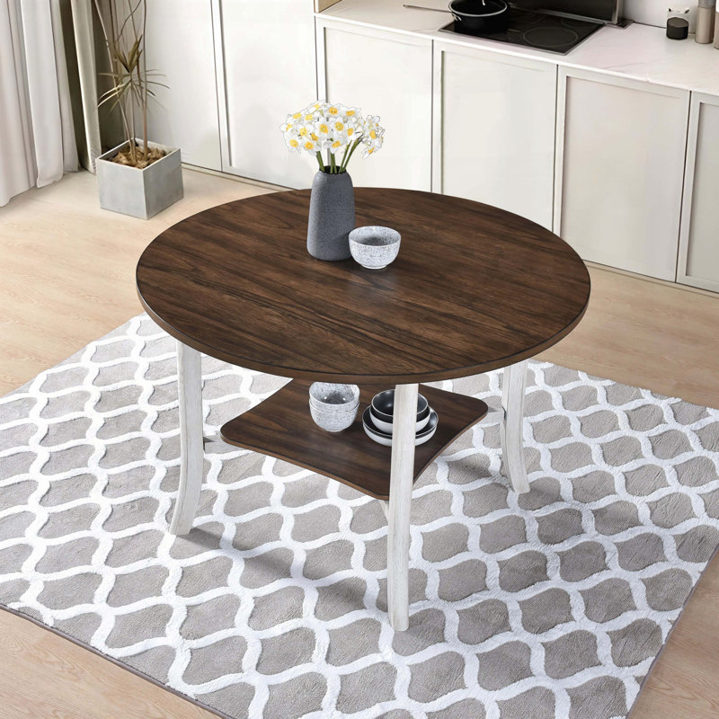 Table de salle à manger 45,7 po avec tablette de rangement et style campagnard moderne
