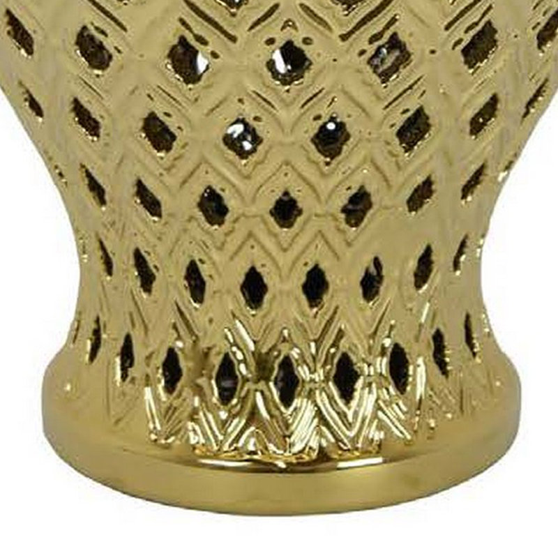 Charito Jar, Gold, 18'' H x 10.25'' W x 10.25'' D