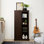 Armoire haute de rangement - Porte de grange rustique garde-manger gris 39,95 * 15,65 * 74,4, organisateur polyvalent avec tablettes personnalisables