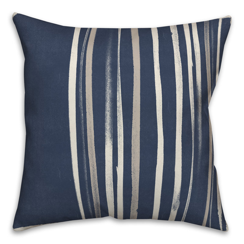  Housse de coussin d'extérieur carré à fines rayures, Bleu