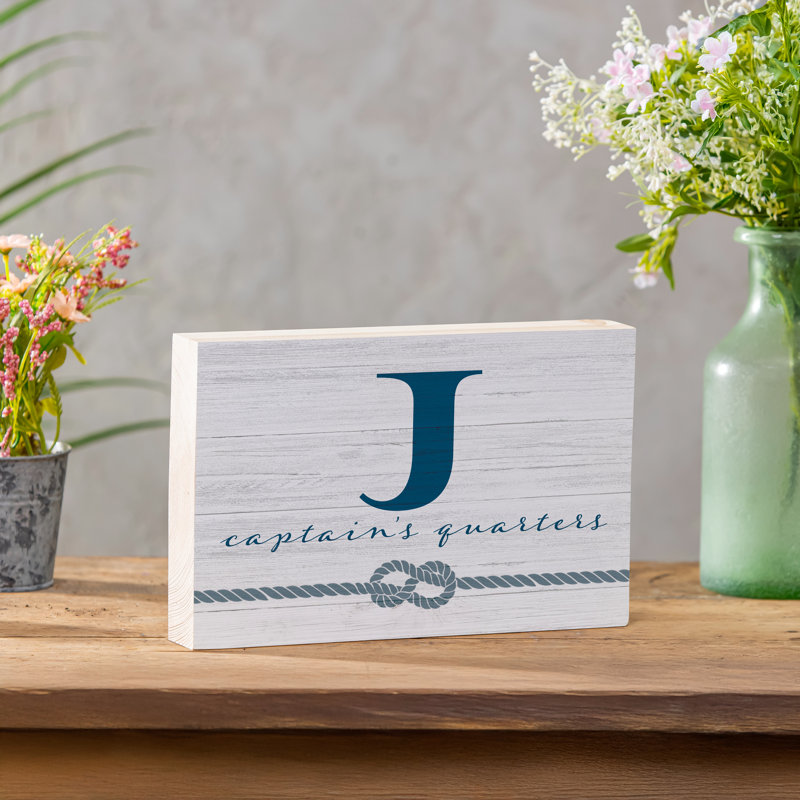Capitaine en bois côtier monogramme 12 po x 8 po