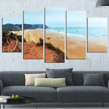 Designart 'Great Ocean Road Australia Blue' Large Seascape Art Framed Canvas Print - 20 in. Wide x 12 in. High