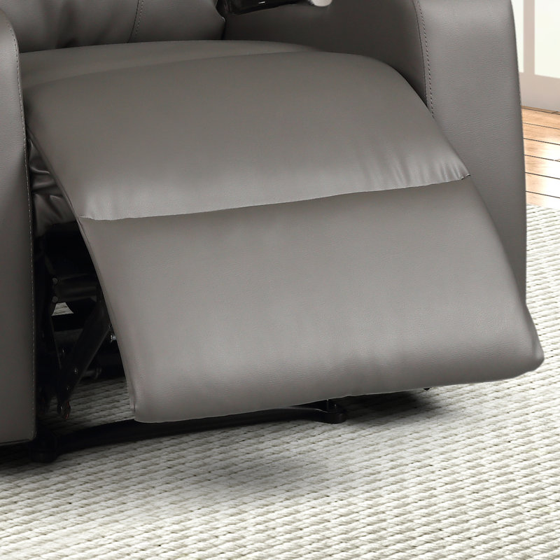 Tudor Faux Leather Power Recliner, Gray Faux Leather