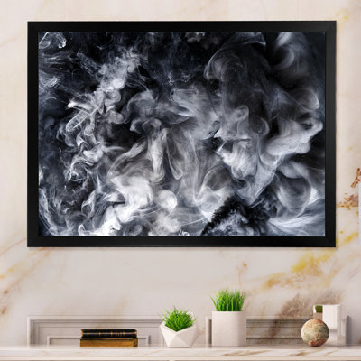 Abstrait noir blanc tourbillonnant fumée - cadre photo, impression sur toile