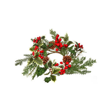 12 Waterproof Berry/Holly/Spruce Candlering Set of 2 (Set of 2) The Holiday Aisle