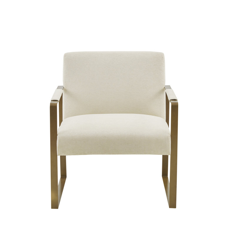 Chaise d'appoint Perry Street Jayco, Velours crème en polyester