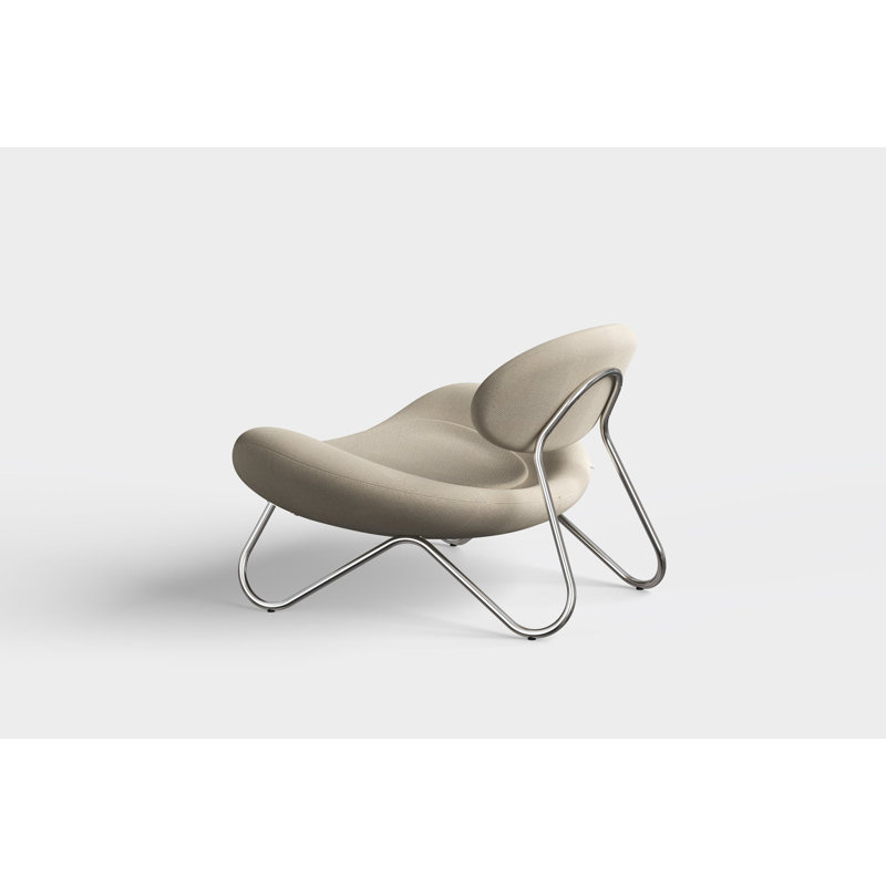 Meadow Lounge Chair, Black Painted Steel Frame, Rose Wool Blend, Chrome