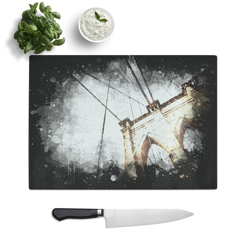 Tempered Glass the Brooklyn Bridge in New York City Chopping Board, 28.5 cm x 39 cm