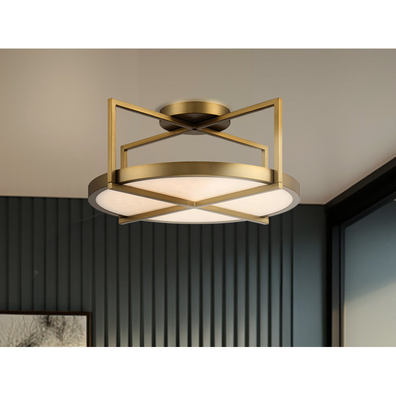 LED Semi Flush Mount, 8" H x 8" W x 18" D