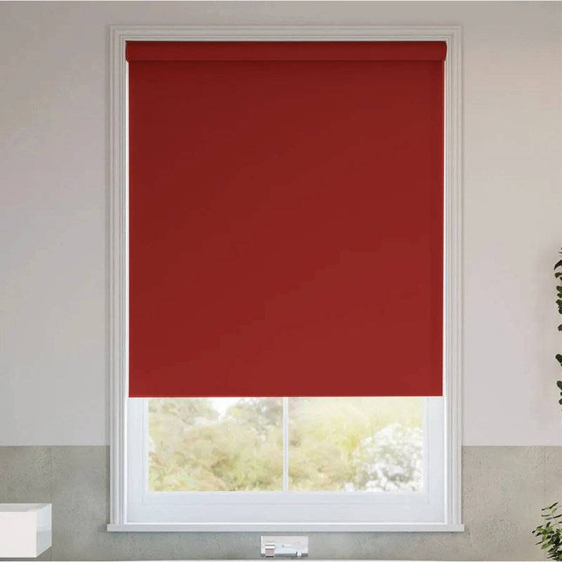 Indoor Blackout Trimmable Roller Blind – Custom Fit Window Shade with Light Control & Privacy, Red, 165cm L x 150cm W