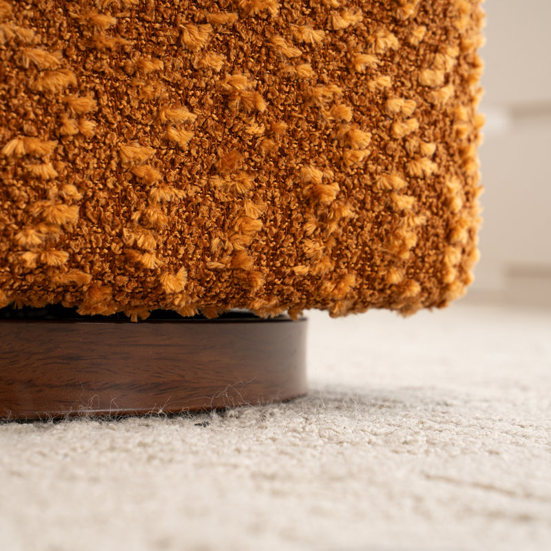 15" Wide Upholstered Swivel Pouf Ottoman, Orange, Brown