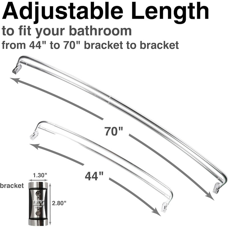Adjustable Chrome Double Curved Shower Curtain Rod