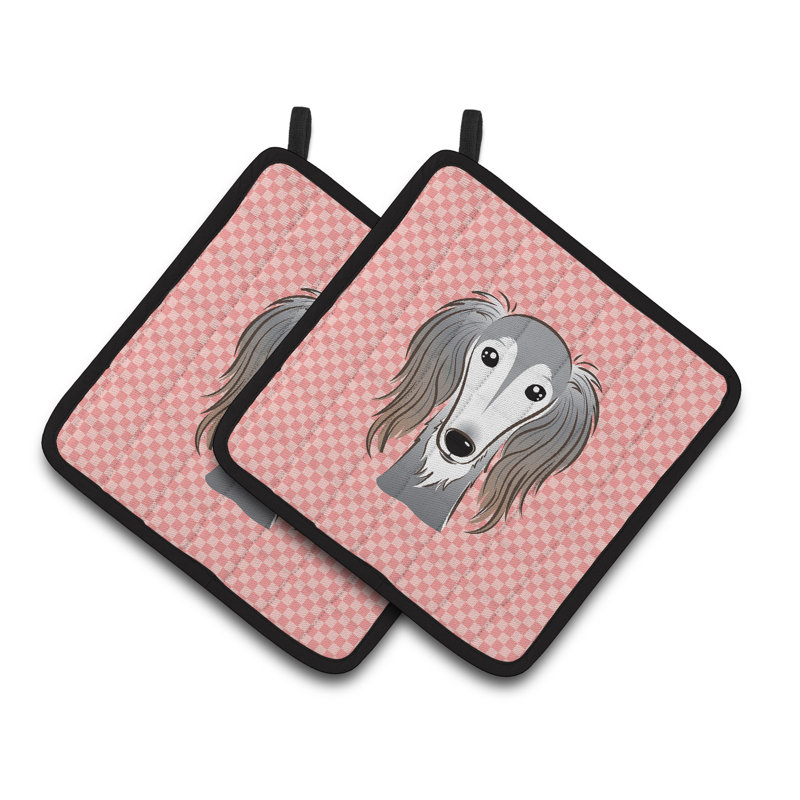 Cuisinier poignée saluki caroline trésors Checkerboard, Rose