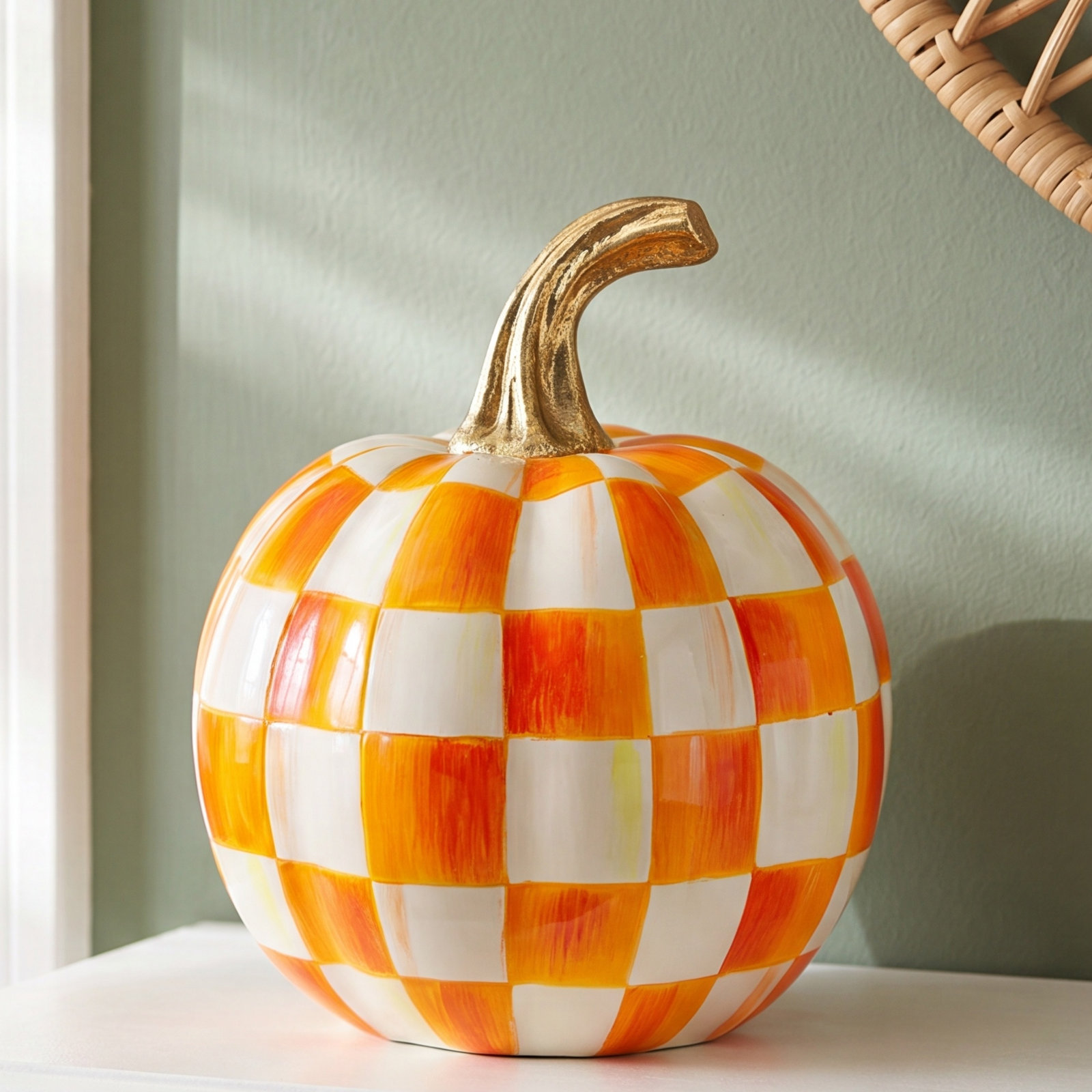 Orange Check Mini Pumpkin