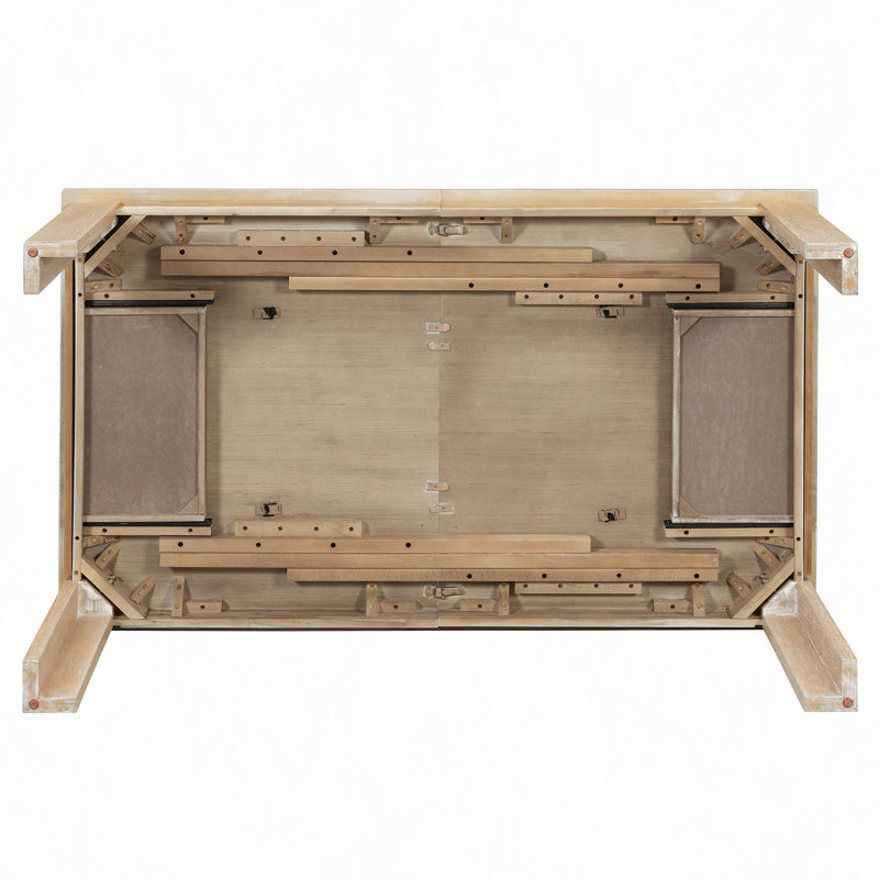 Ensemble de table de salle à manger en bois 7 pièces Farmhouse, Bois naturel délavé