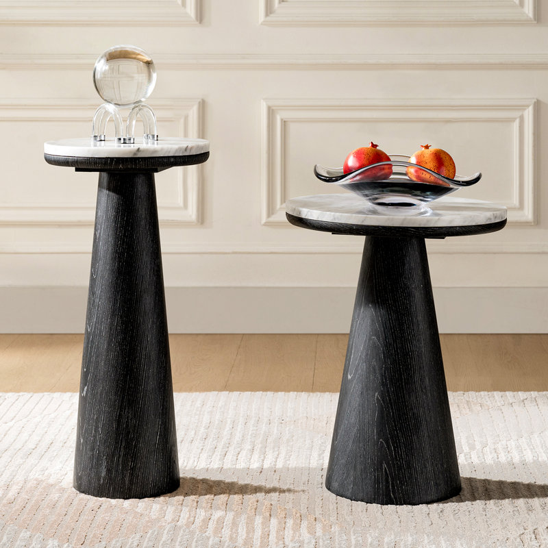 Ensemble de salon 2 pièces avec table de bout Manila, Blanc / Gris, Noir