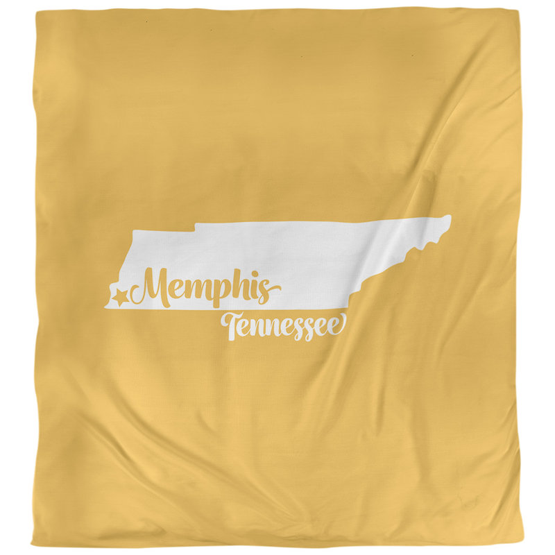 Housse de couette réversible simple Memphis Tennessee, Housse de couette pour très grand lit, Jaune, Microfibre
