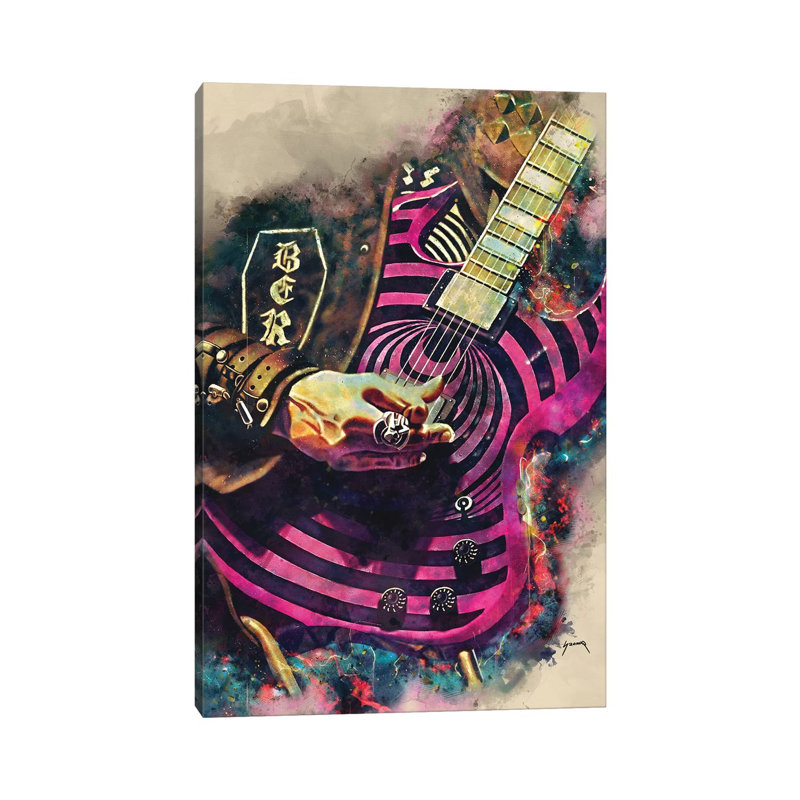 Zakk Wylde's Electric Guitar 1 Piece Wrapped Canvas Wall Art, 101.6 cm H x 66.04 cm W x 1.91 cm D