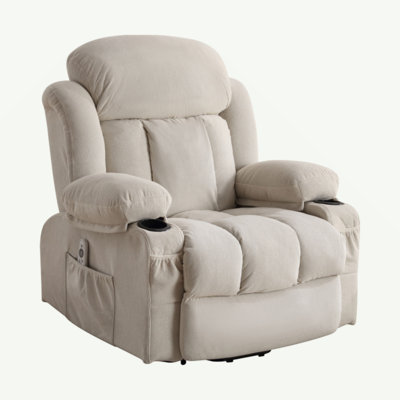 Fauteuil inclinable électrique Power Lift avec chaleur et massage Fauteuil inclinable électrique en tissu pour personnes âgées avec poche latérale, port de charge USB, télécommande pour salon A + B