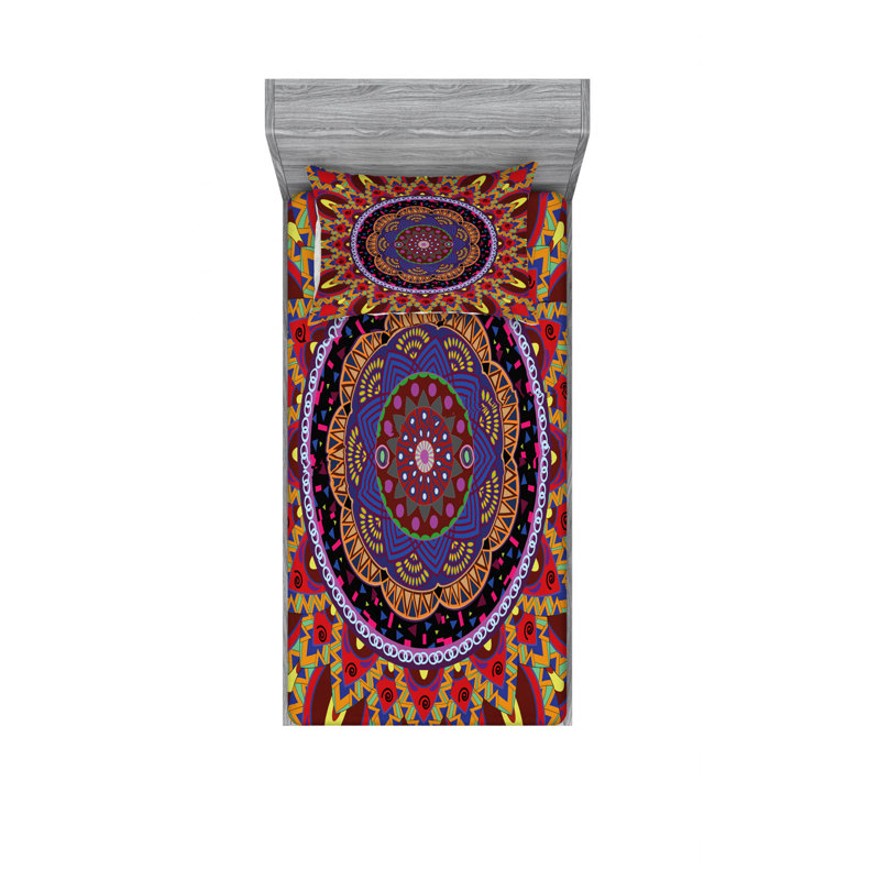 Microfiber Paisley Sheet Set, Twin Sheet Set with Fitted Sheet, Abstract
