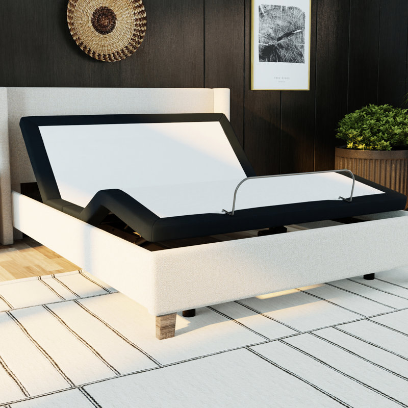 Full Size Zero Model 3 Adjustable Base - Convenient Head And Foot Articulations, Wireless Remote Grey Metal Bed With Feature, Metal, Grey, For Positioning